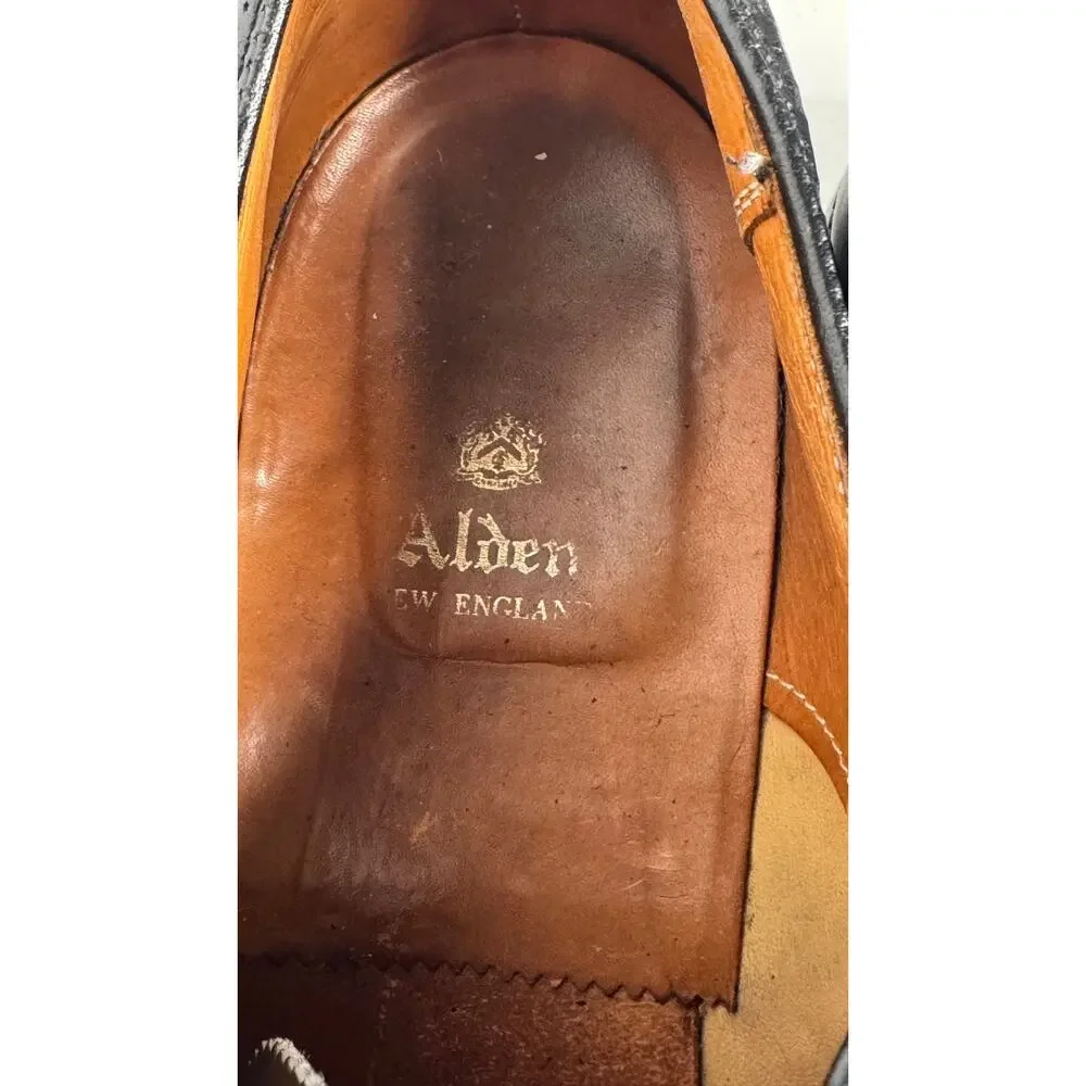 Alden England Black Leather Wingtip Brogue Shoes 12D Vintage